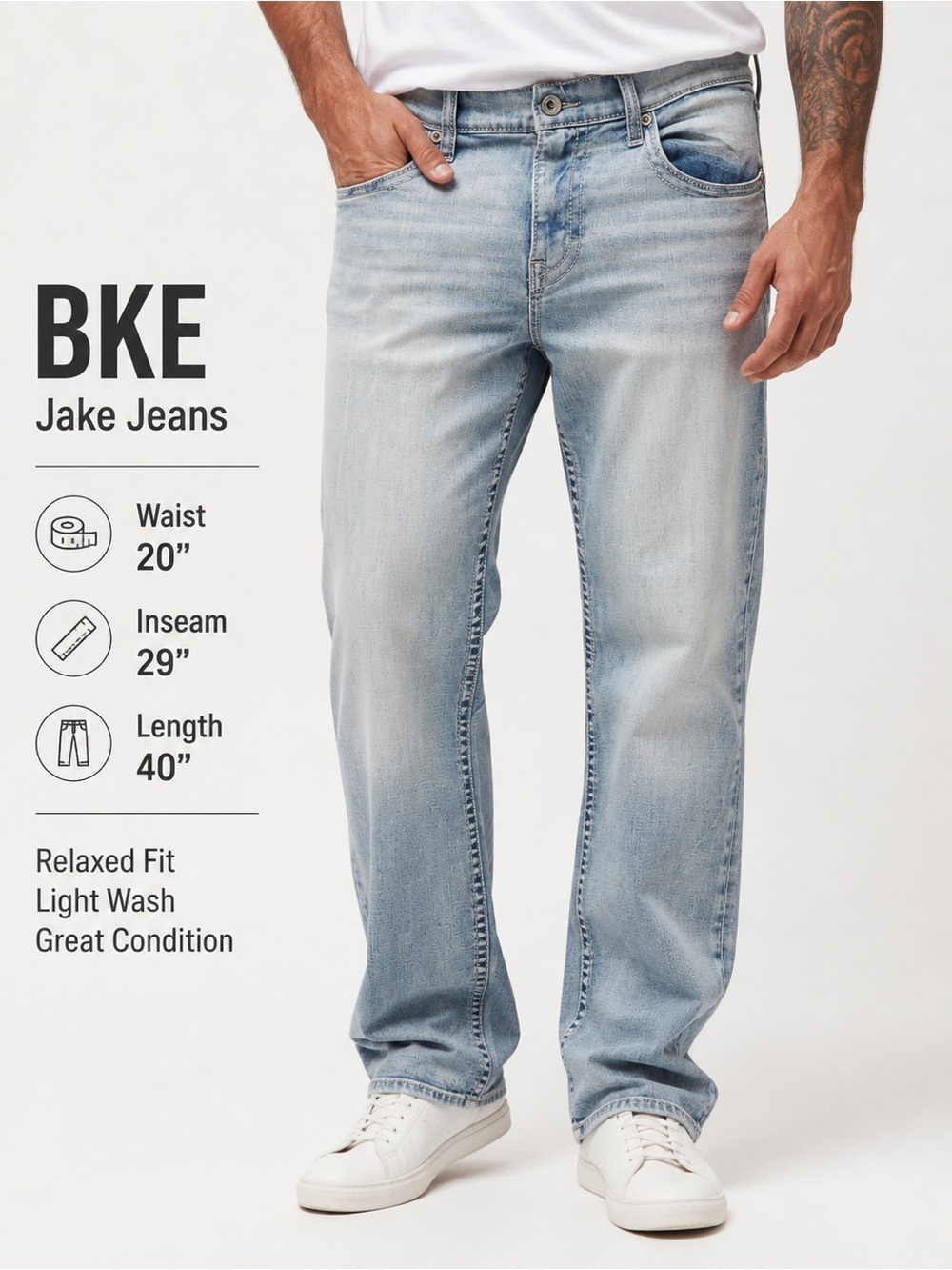 BKE Jake Relaxed Fit Jeans in Light Blue Wash